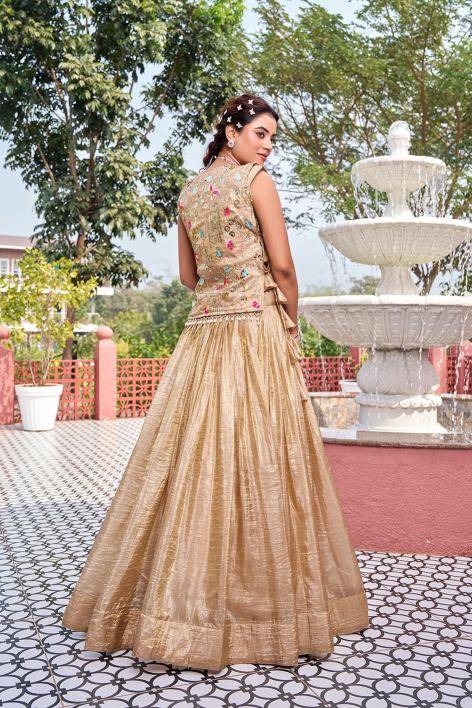Ram 166 Gold crush Cream Lehengha choli wholesaler in Mumbai